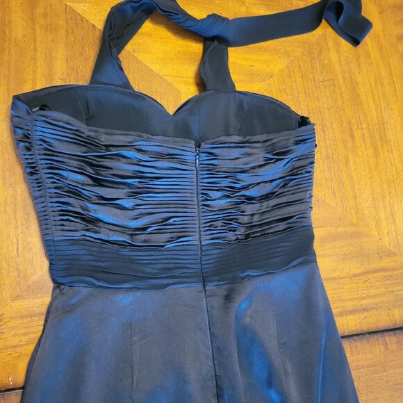 BCBGMaxAzria Black Silk Pleated Front Cocktail Dress - Picture 8 of 14